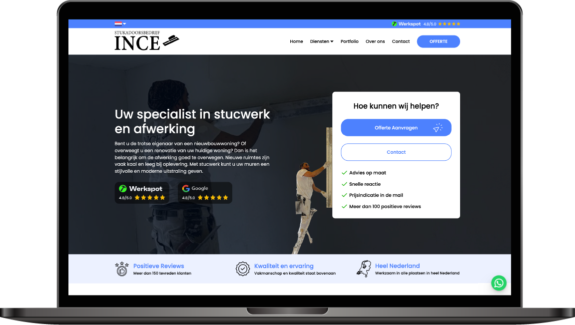 Screenshot van stukadoorsbedrijfince.nl